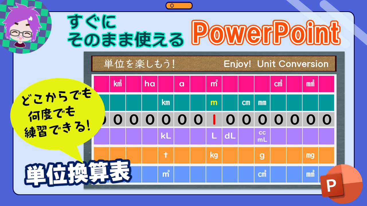 すぐにそのまま使える Powerpoint単位換算表 授業 校務活用素材ポータル