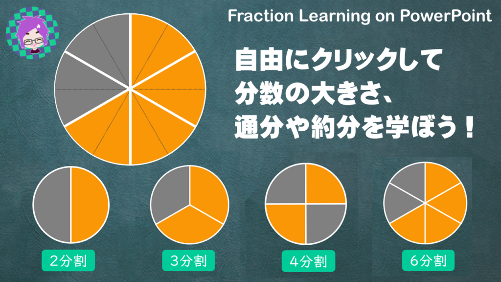 自由にクリックして、分数の大きさ、通分や約分を学ぼう! – 授業・校務活用素材ポータル